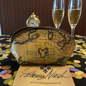 NEW Patricia Nash European Map Print Cosmetic Pouch/Clutch.